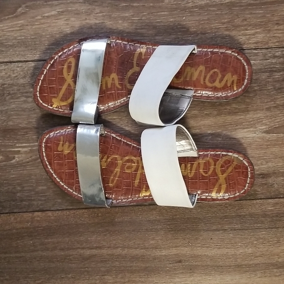 Sam Edelman Krista Metallic Silver/White Flat Sandals Size 6 - Picture 2 of 5